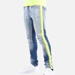Jordan Craig Legacy Edition Lime Striped Stretch Skinny Streetwear Jeans 34x32